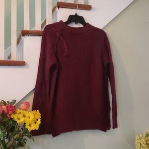 🛍️5/$20🛍️ Lauren Conrad Maroon/Burgundy Knit Sweater Large